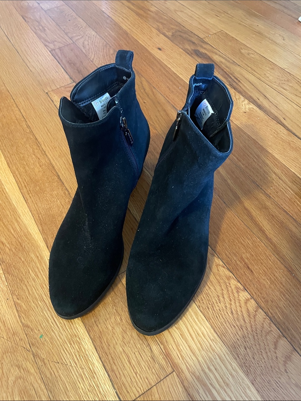 Blonde Black Suede Women's Ankle Boot with Side Zip 7.5